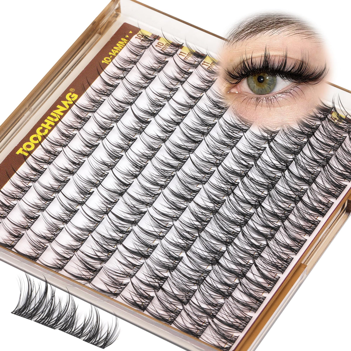 TOOCHUNAG wispy 3D cluster lashes 10-14mm add natural depth for daily wear