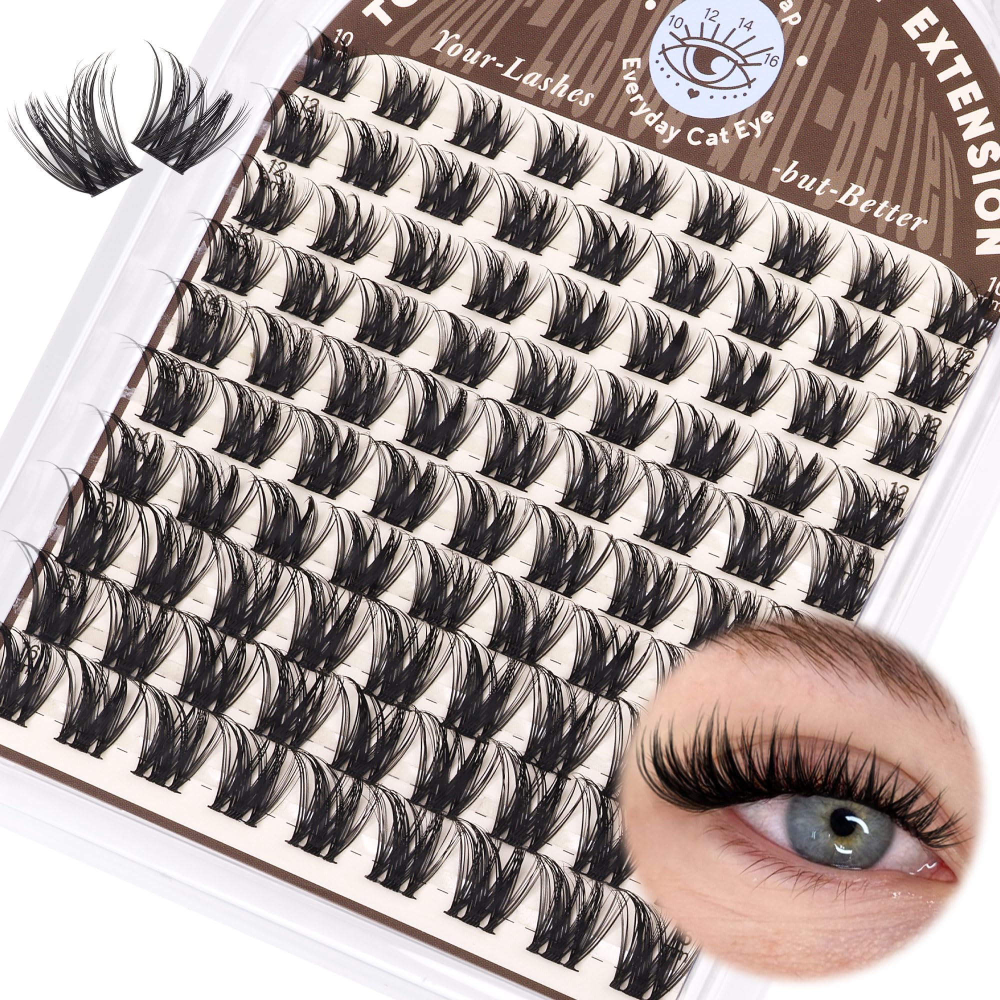 TOOCHUNAG Wispy lash clusters 10mm for natural daytime volume