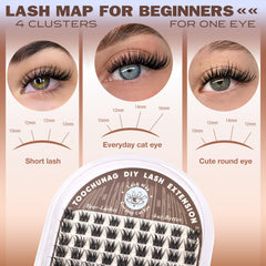 TOOCHUNAG Wispy lash clusters 14mm for enhanced fullness