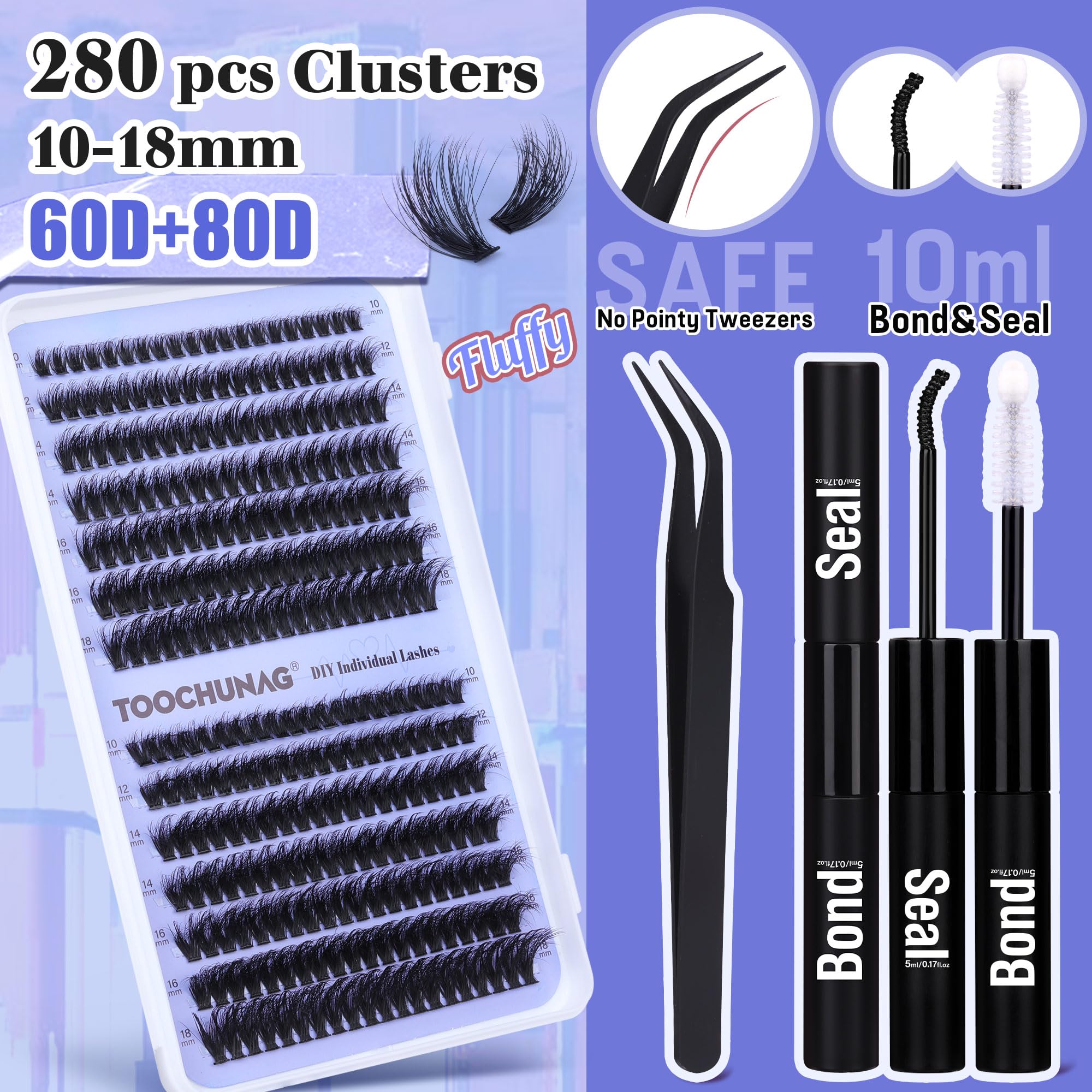 TOOCHUNAG wispy lash clusters for natural-looking fullness