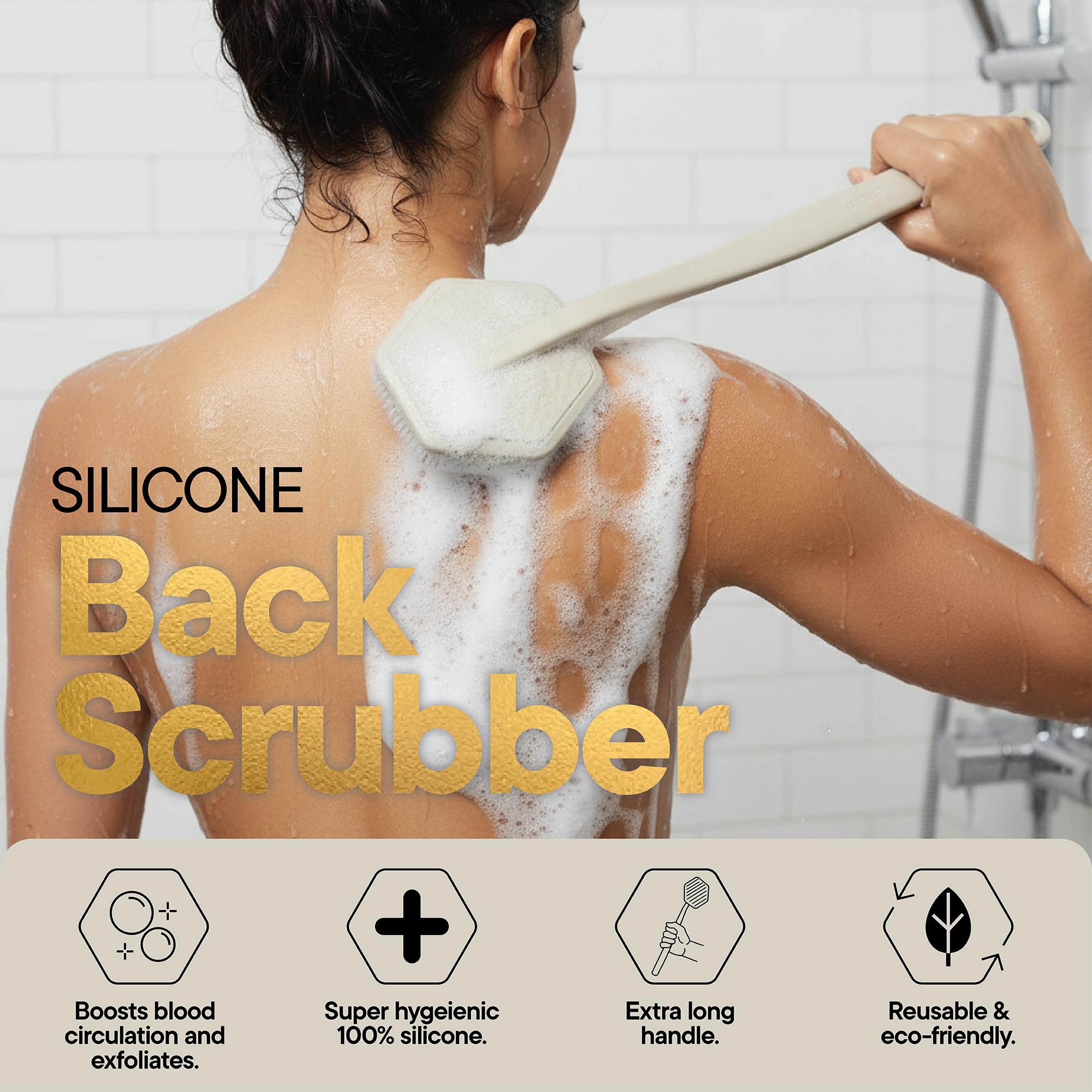 TOOLETRIES touchless hook on glass or tiles using silicone grip.