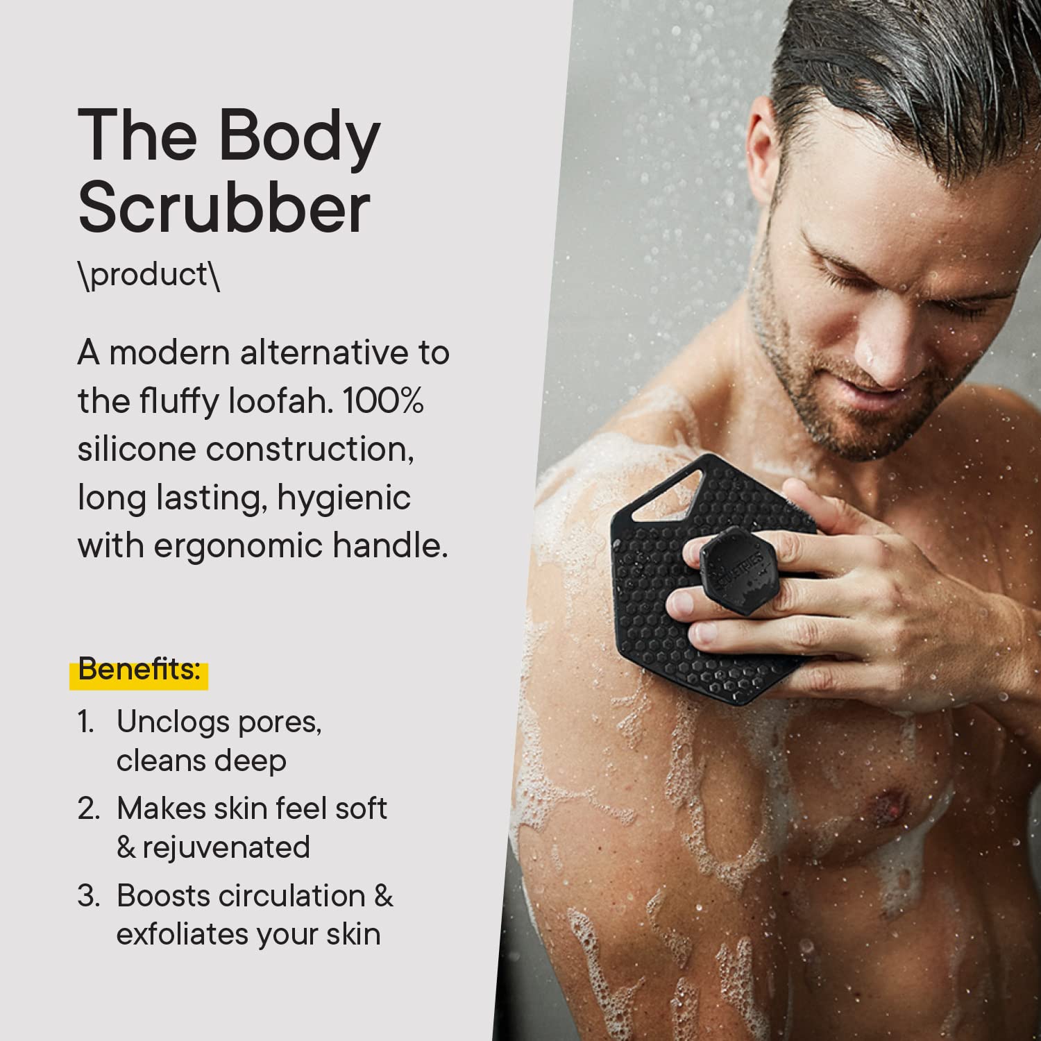 TOOLETRIES detalle de cerdas de silicona para exfoliar sin irritar