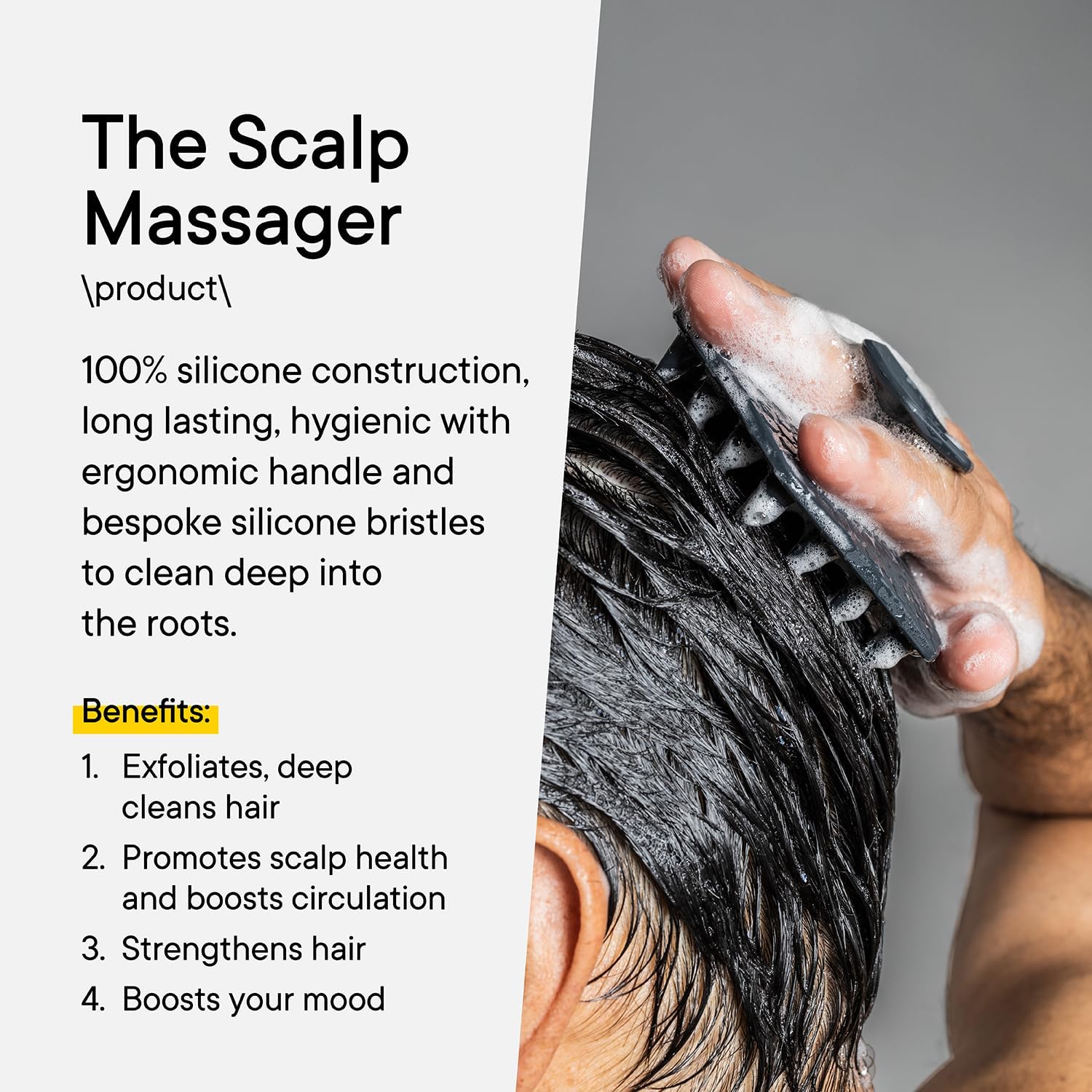 TOOLETRIES cepillo exfoliante masaje-capilar ergonómico para la ducha.