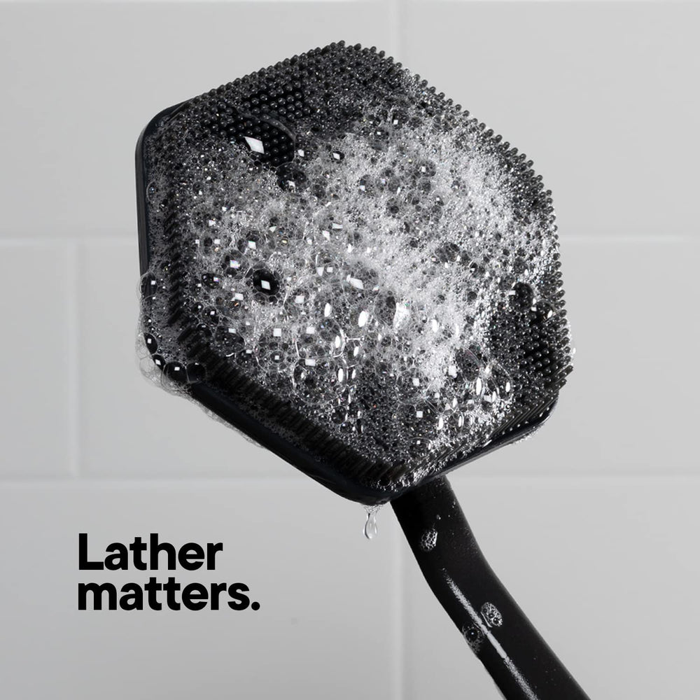 TOOLETRIES silicone scrubber lets you apply body wash directly.