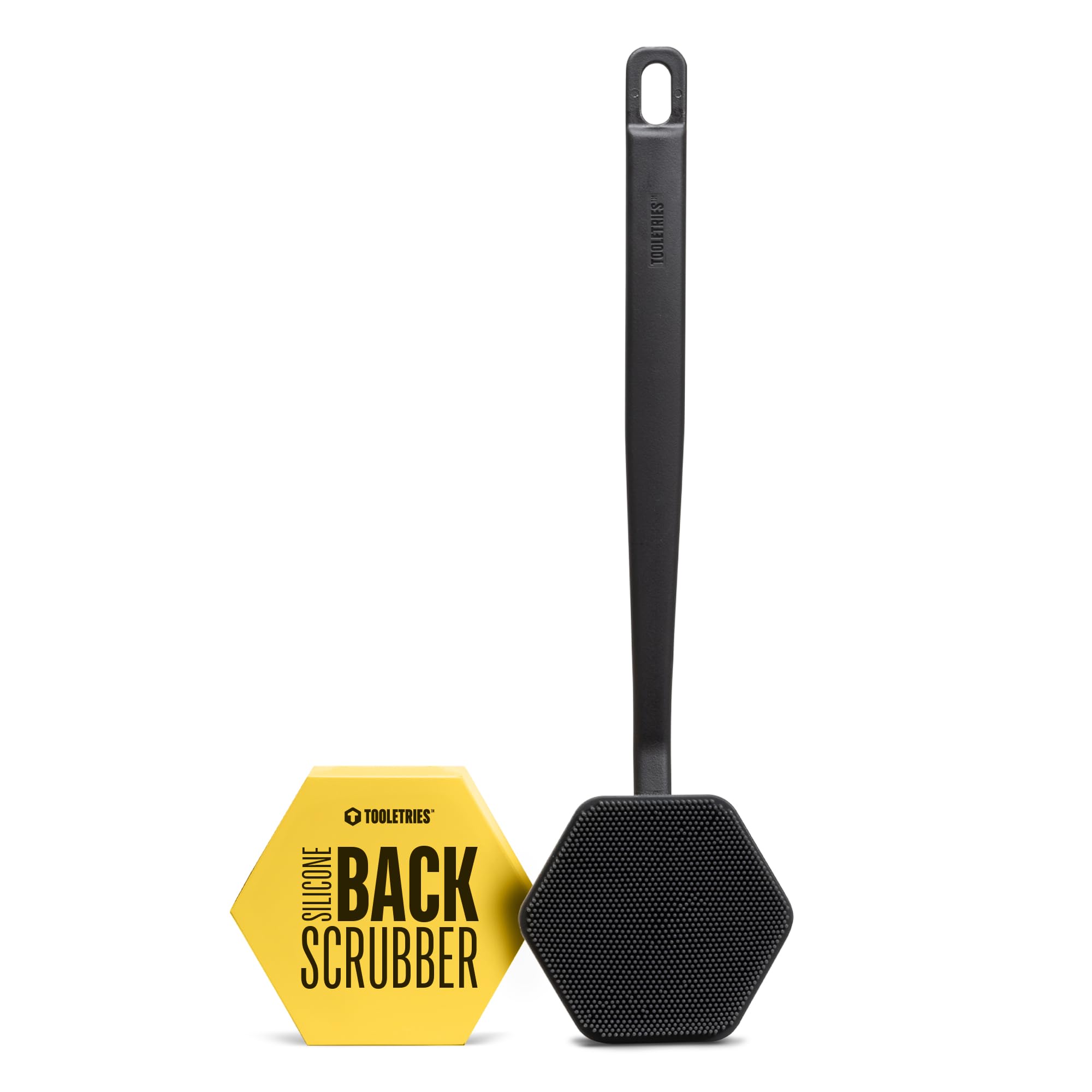 TOOLETRIES silicone back scrubber close-up bristles delivering deep-clean exfoliation.