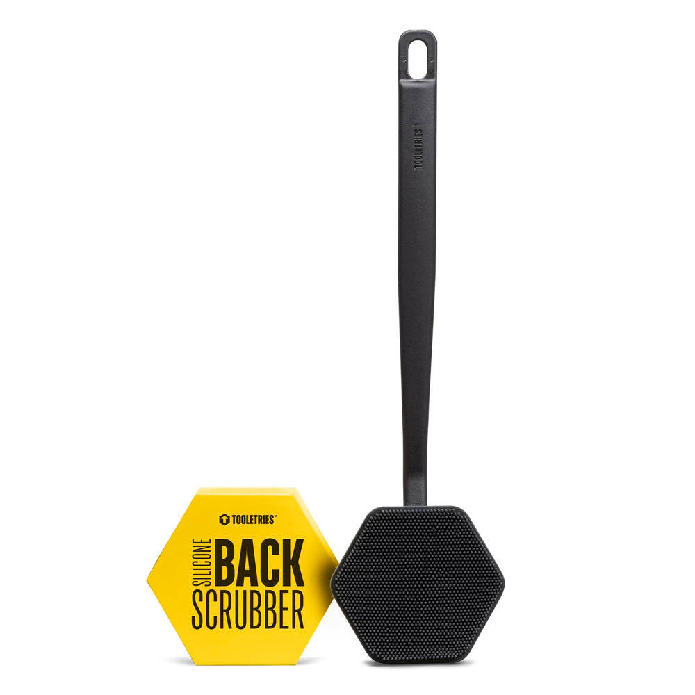 TOOLETRIES silicone back scrubber close-up bristles delivering deep-clean exfoliation.