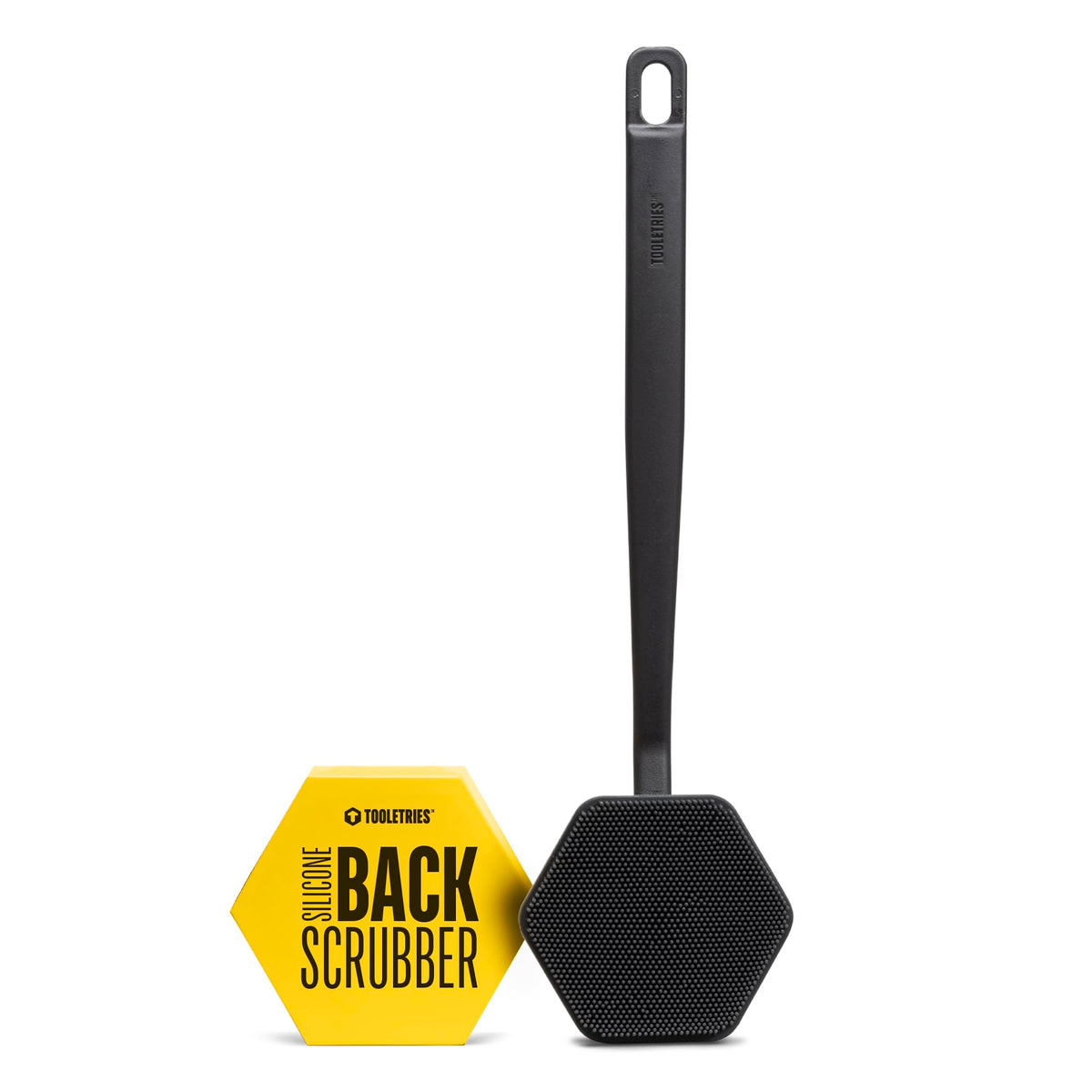 TOOLETRIES silicone back scrubber close-up bristles delivering deep-clean exfoliation.