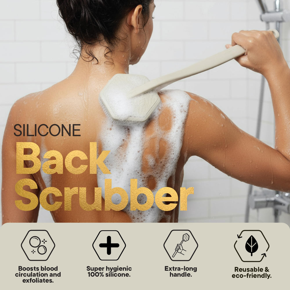 TOOLETRIES silicone back scrubber bristles closeup highlighting deep-cleaning action