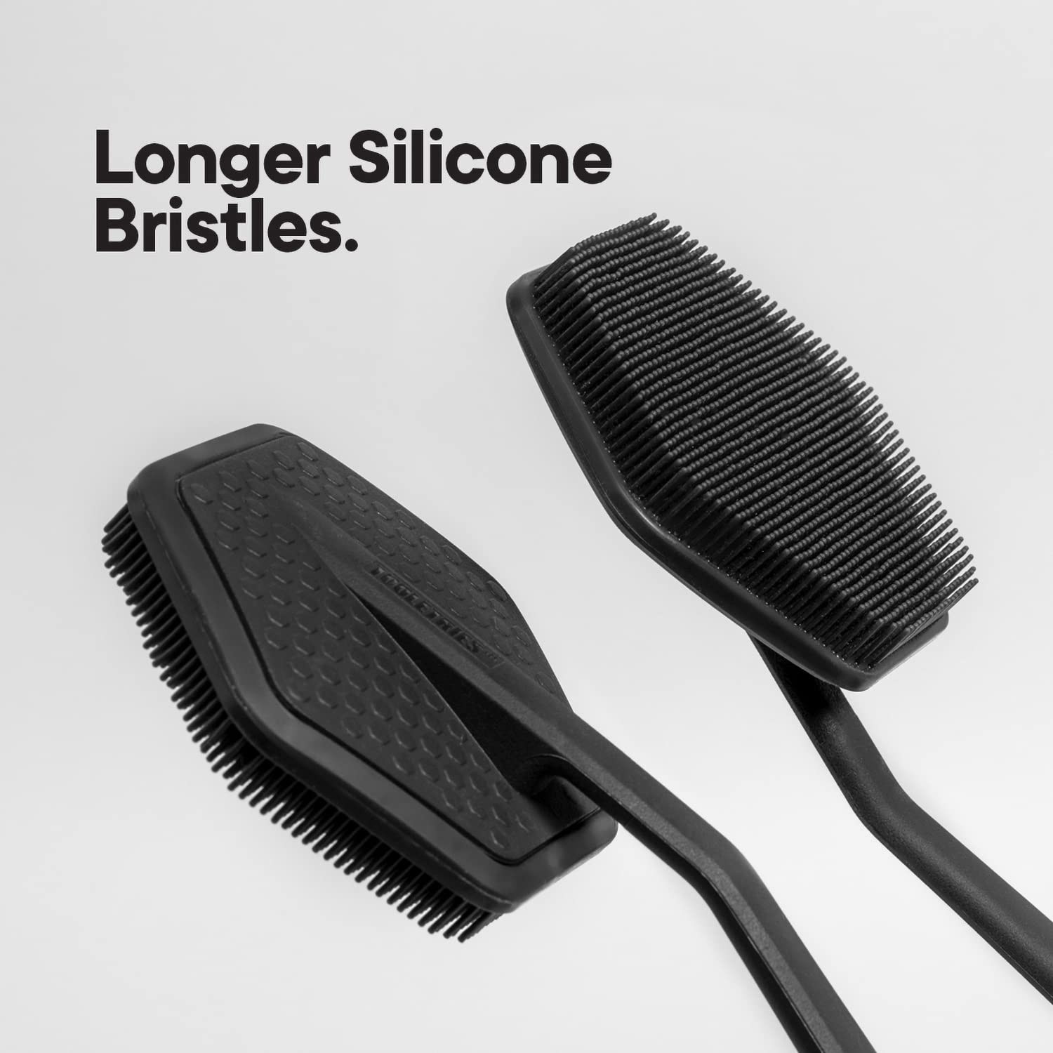 TOOLETRIES back scrubber with ergonomic handle provides comfortable scrubbing.