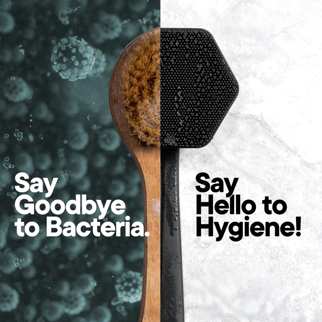 TOOLETRIES exfoliating bristles leave skin feeling soft after use.