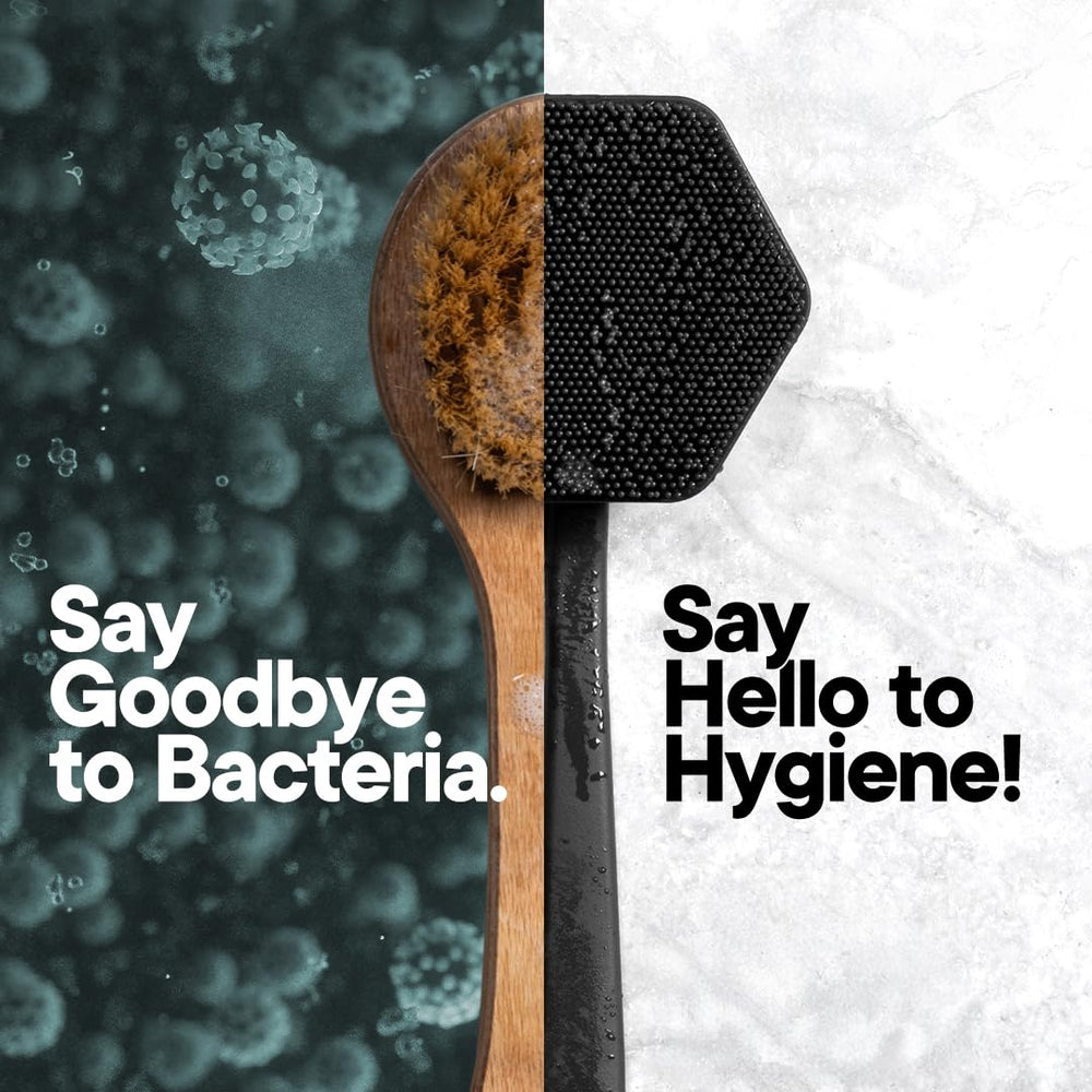 TOOLETRIES exfoliating bristles leave skin feeling soft after use.