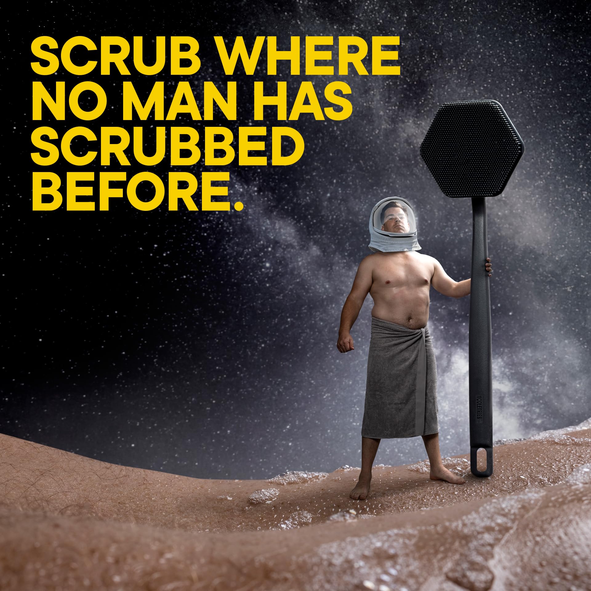 TOOLETRIES back scrubber travel-friendly design for trips.