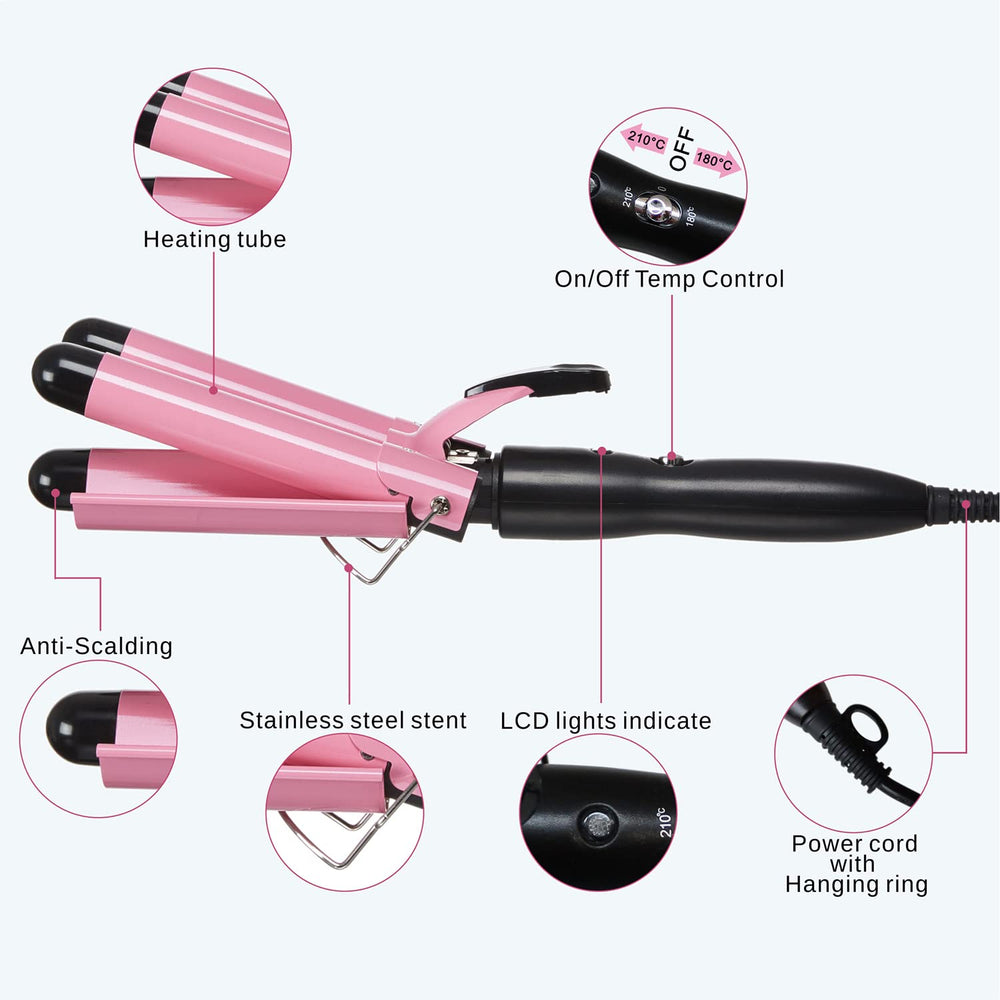 Top4Ever curling iron shows two temperature settings for hair types