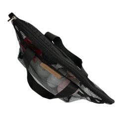 TOPASION mesh shower caddy bag breathable fabric dries quickly after use.