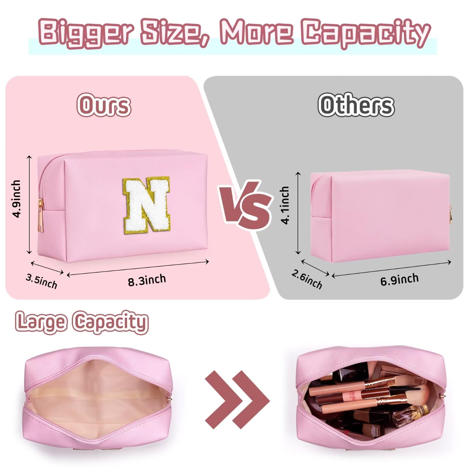 TOPEAST personalized patch cosmetic bag with gold glitter for a stylish birthday gift