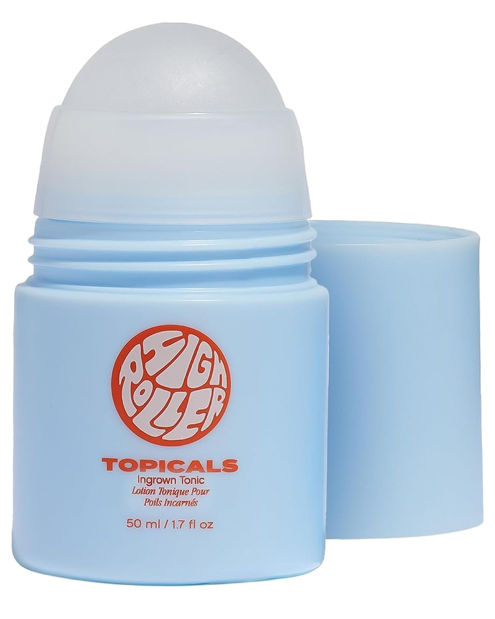 Topicals High Roller serum bottle promotes quick, on-the-go soothing of razor bumps.