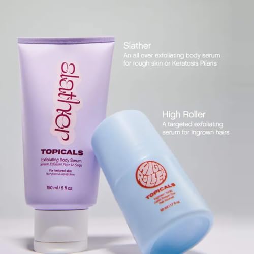 Topicals High Roller serum with roll-on cap enables targeted use on problem areas.