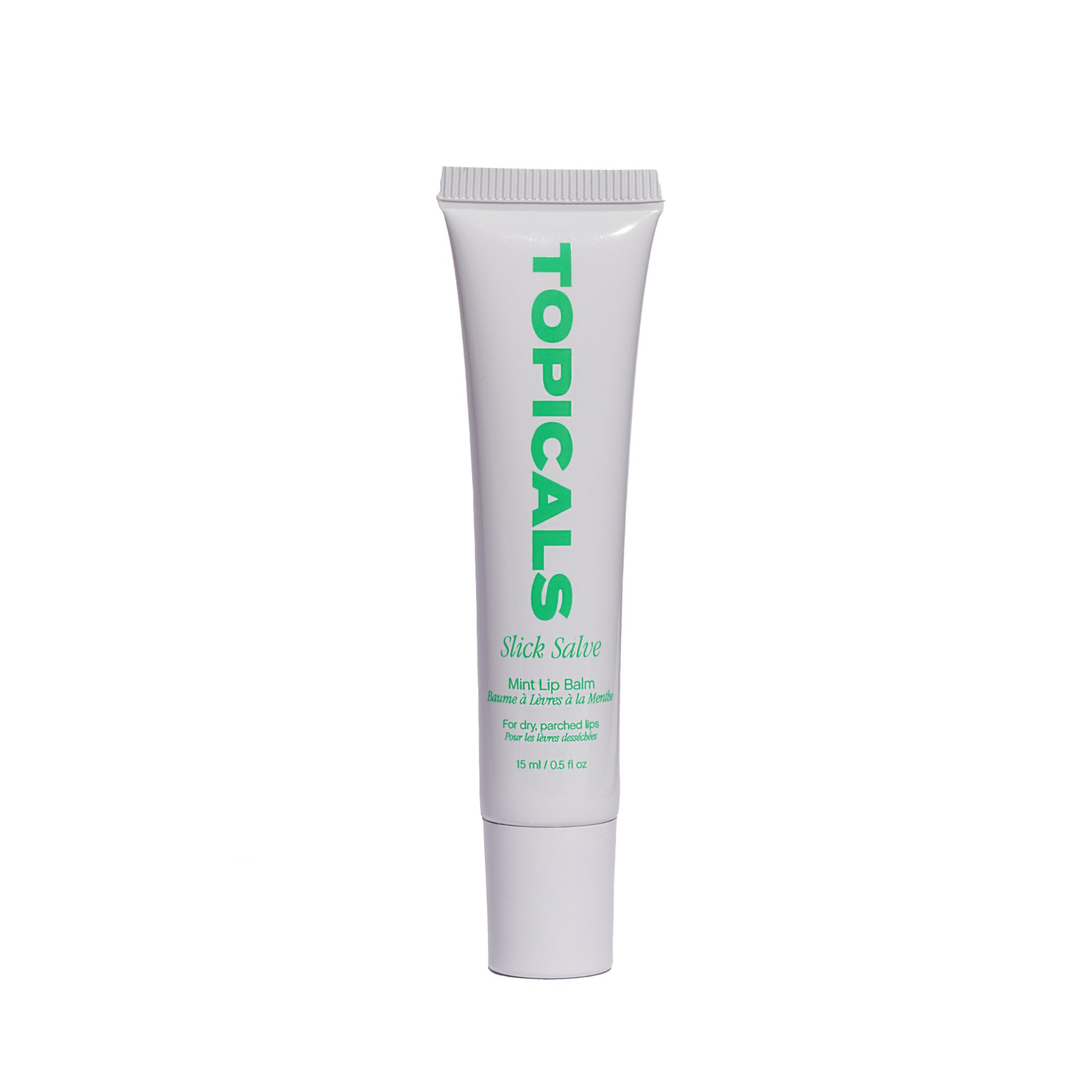 Topicals Slick Salve labial brillo menta con hidratación duradera.