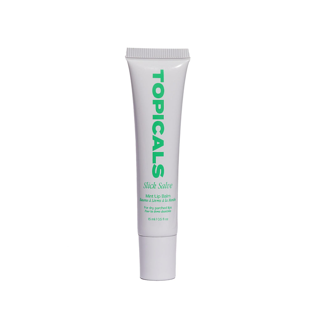 Topicals Slick Salve labial brillo menta con hidratación duradera.