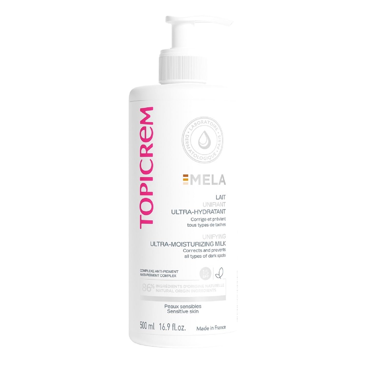 Topicrem GIGATEMP Mela bottle front view for easy application