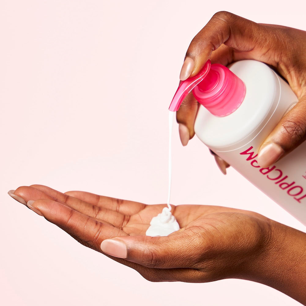 Topicrem ultra-moisturising body milk milky texture, non-greasy finish.