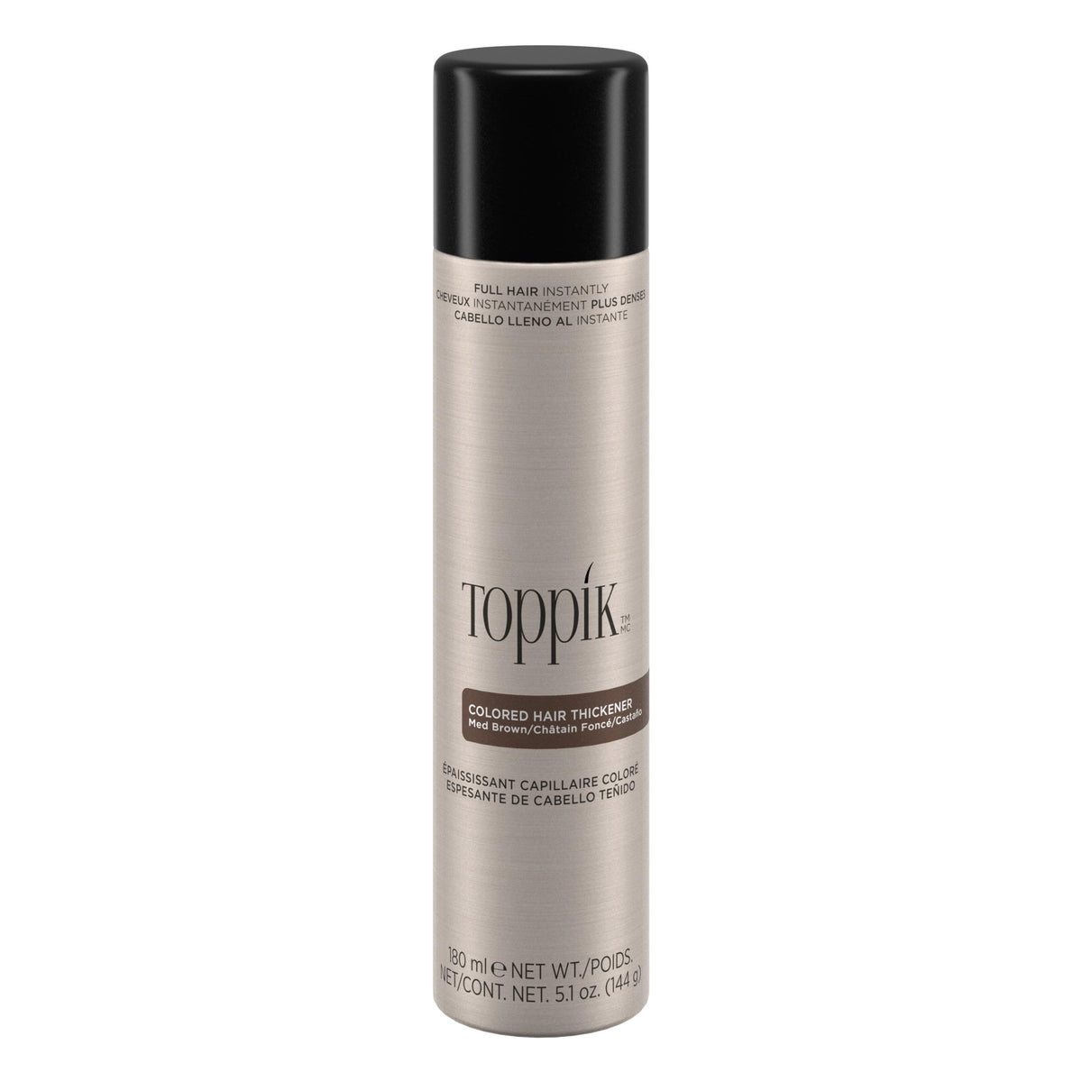 TOPPIK Colored Hair Thickener bottle in medium brown for quick root concealment