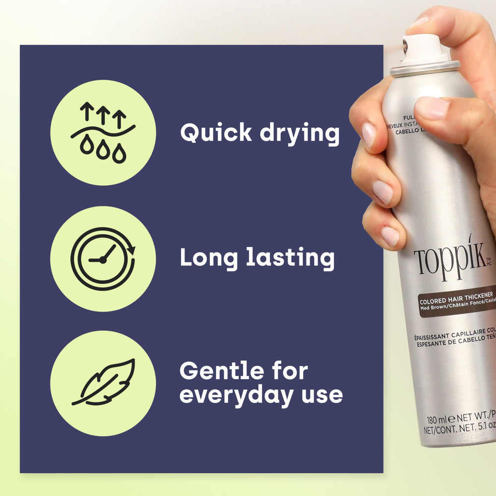 TOPPIK thinning areas coverage in medium brown for scalp-blend look