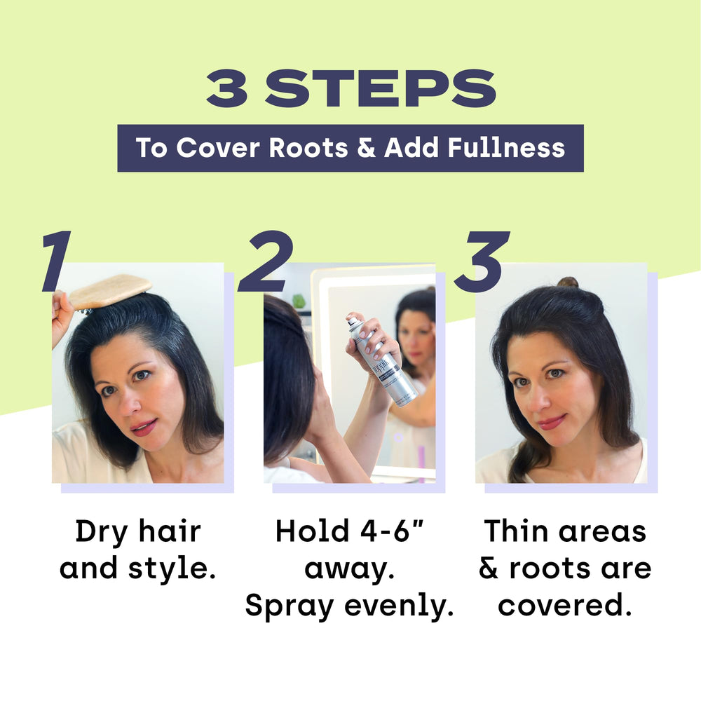 Toppik Thickener spray black bottle hides scalp show-through discreetly