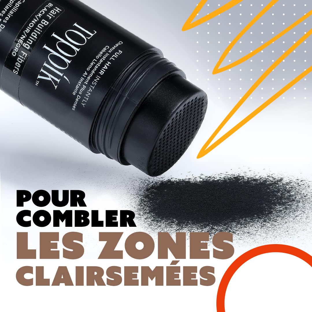 TOPPIK Hair Building Fibers Black applying fibers demonstrates quick, natural blend