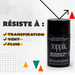 TOPPIK Hair Building Fibers Black close-up keratin fibers blend with real hair