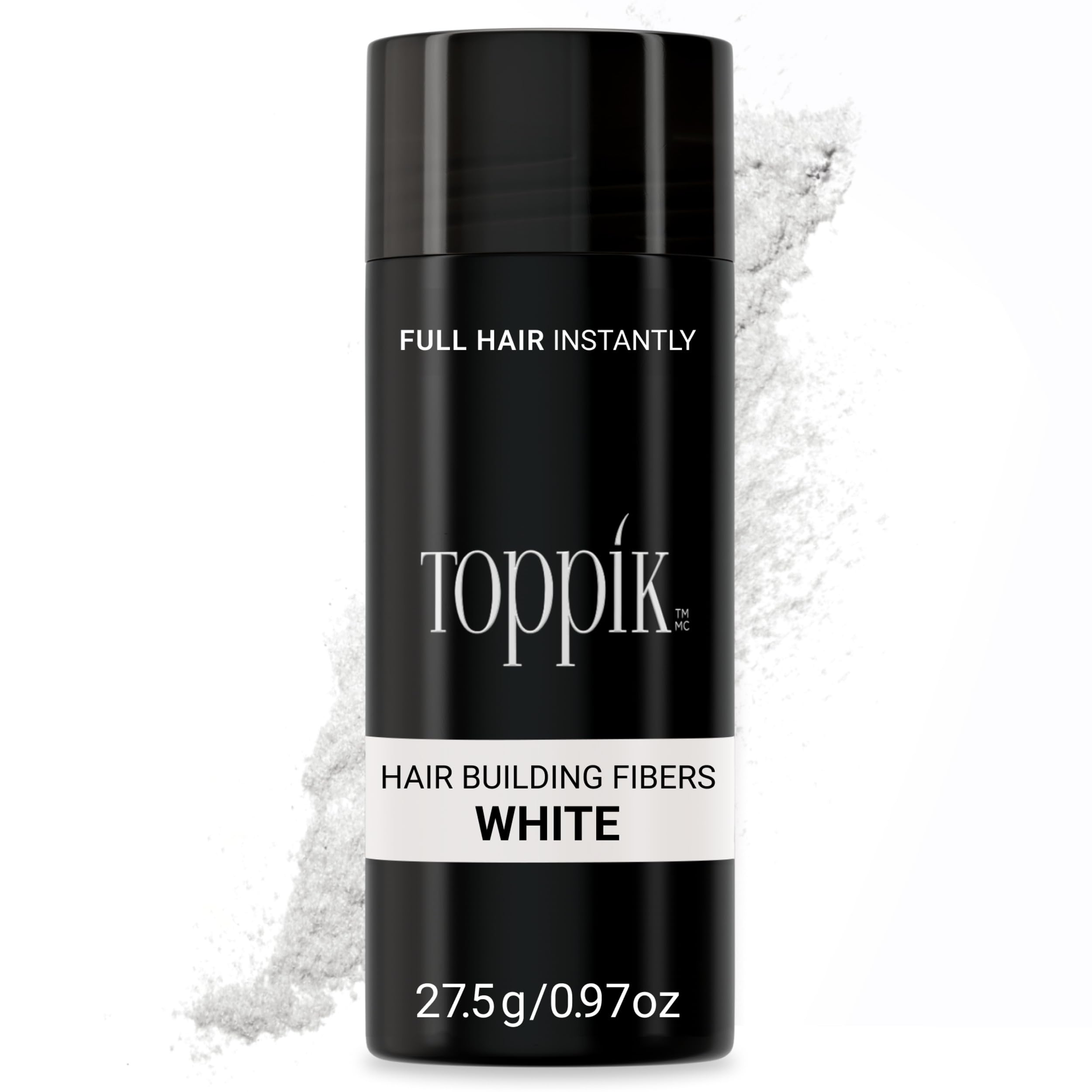 TOPPIK bottle close-up showing natural color blend of fibers