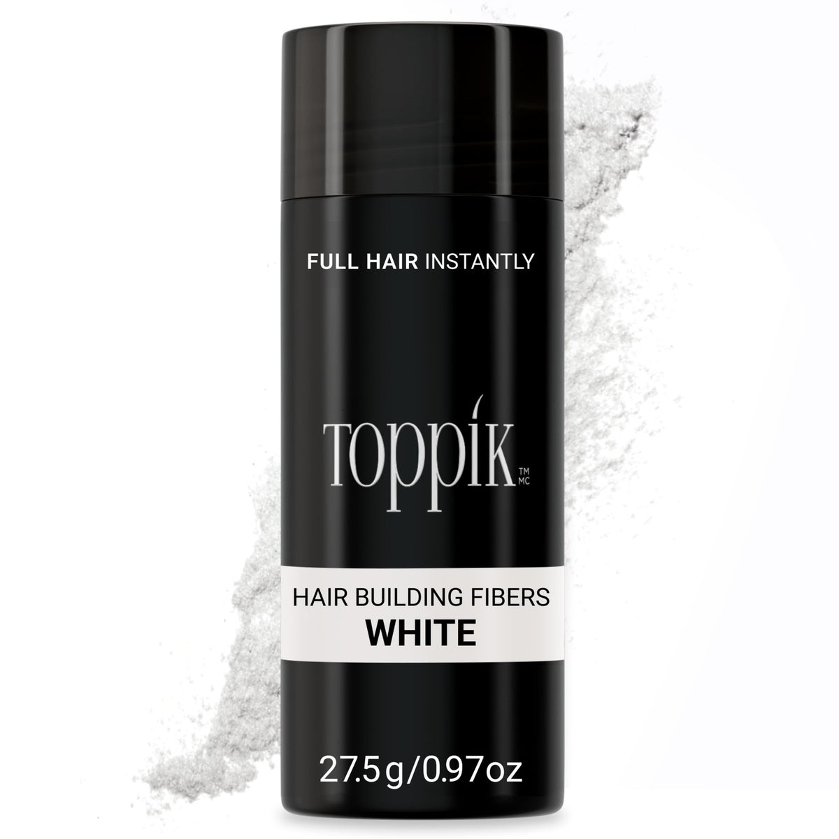 TOPPIK bottle close-up showing natural color blend of fibers
