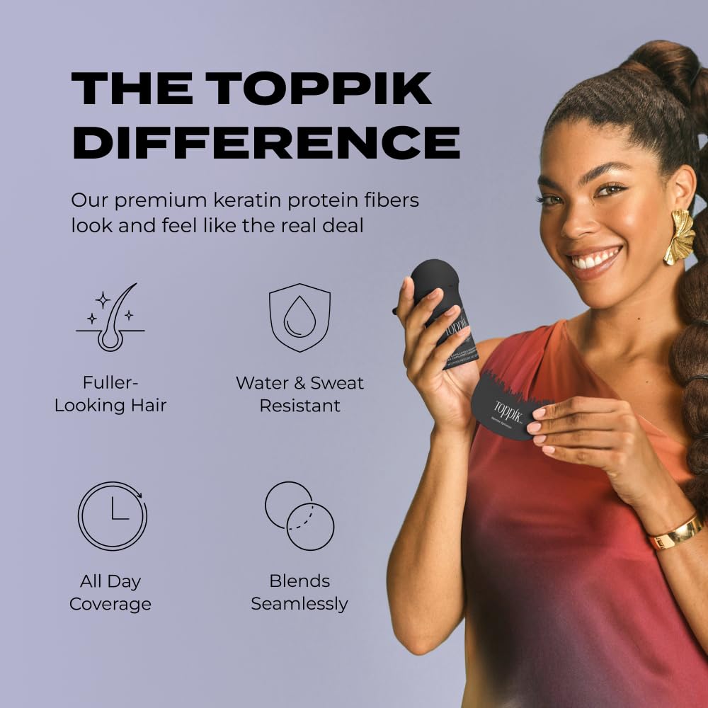 Toppik Hair Building Fibers Light Blonde root touch-up helps maintain even color between sessions.