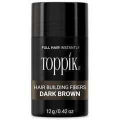Toppik Hair Building Fibers packaging close-up showing brand and natural color.