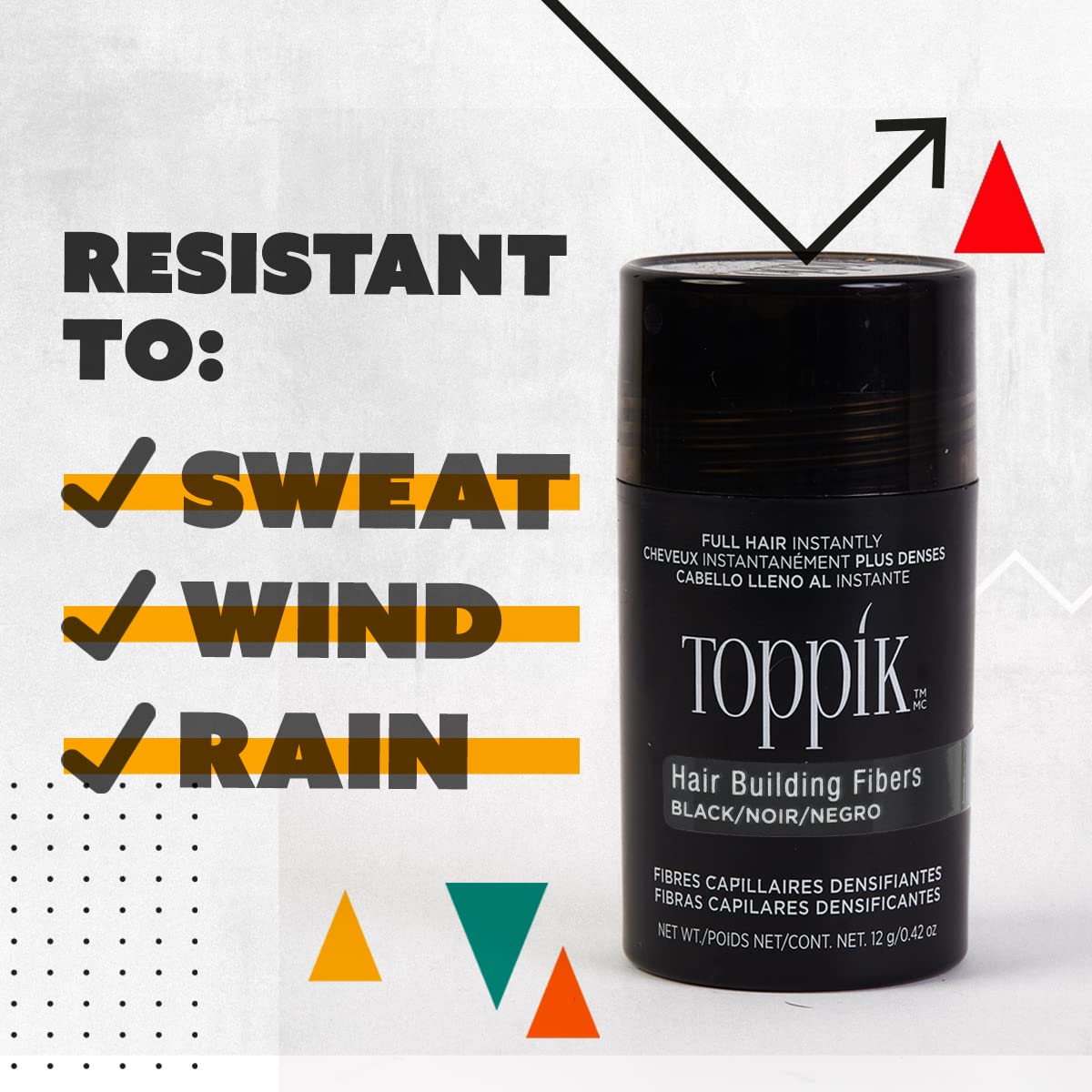 TOPPIK Hair Fibers Black transforms fine hair to look thicker
