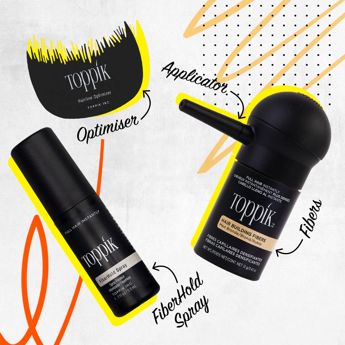 TOPPIK Hair Fibers Black compact 27.5g pack for on-the-go touch-ups