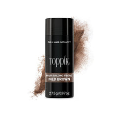 TOPPIK Hair Fibers bottle application shows easy, mess-free use for thinning hair