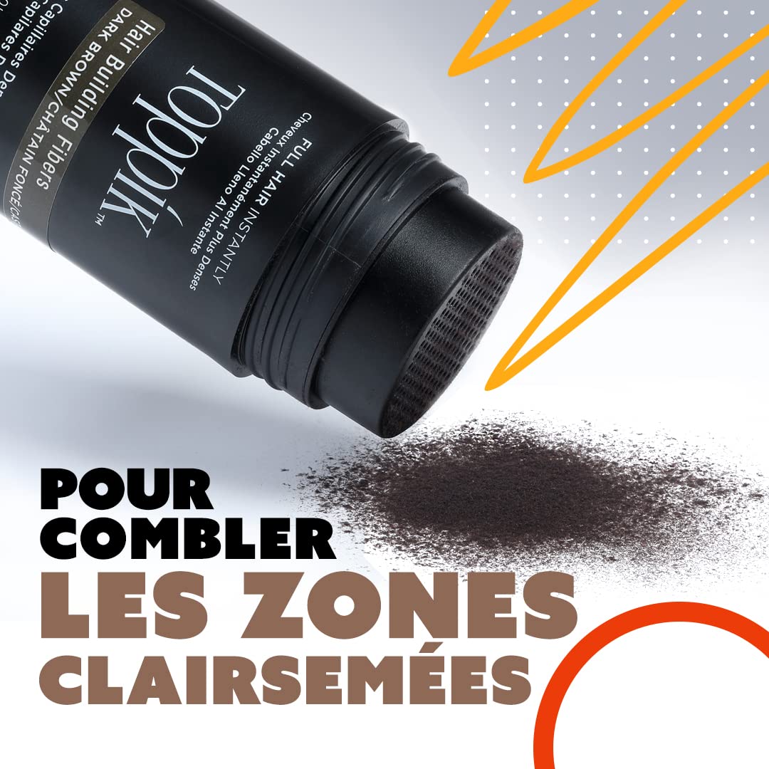 TOPPIK keratin protein close-up blending with existing hair for natural look