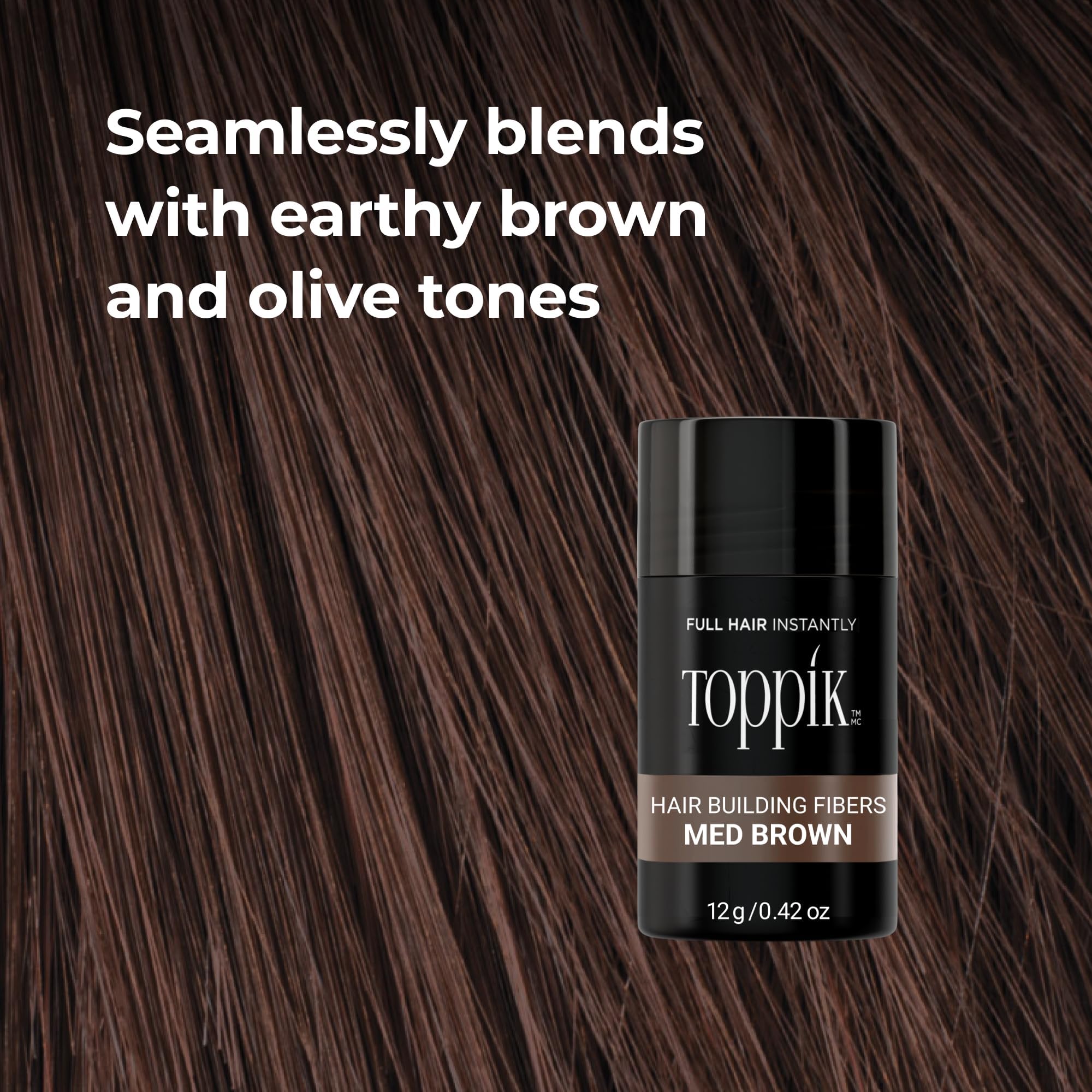 Toppik application: shake, spray, and pat to disperse evenly.