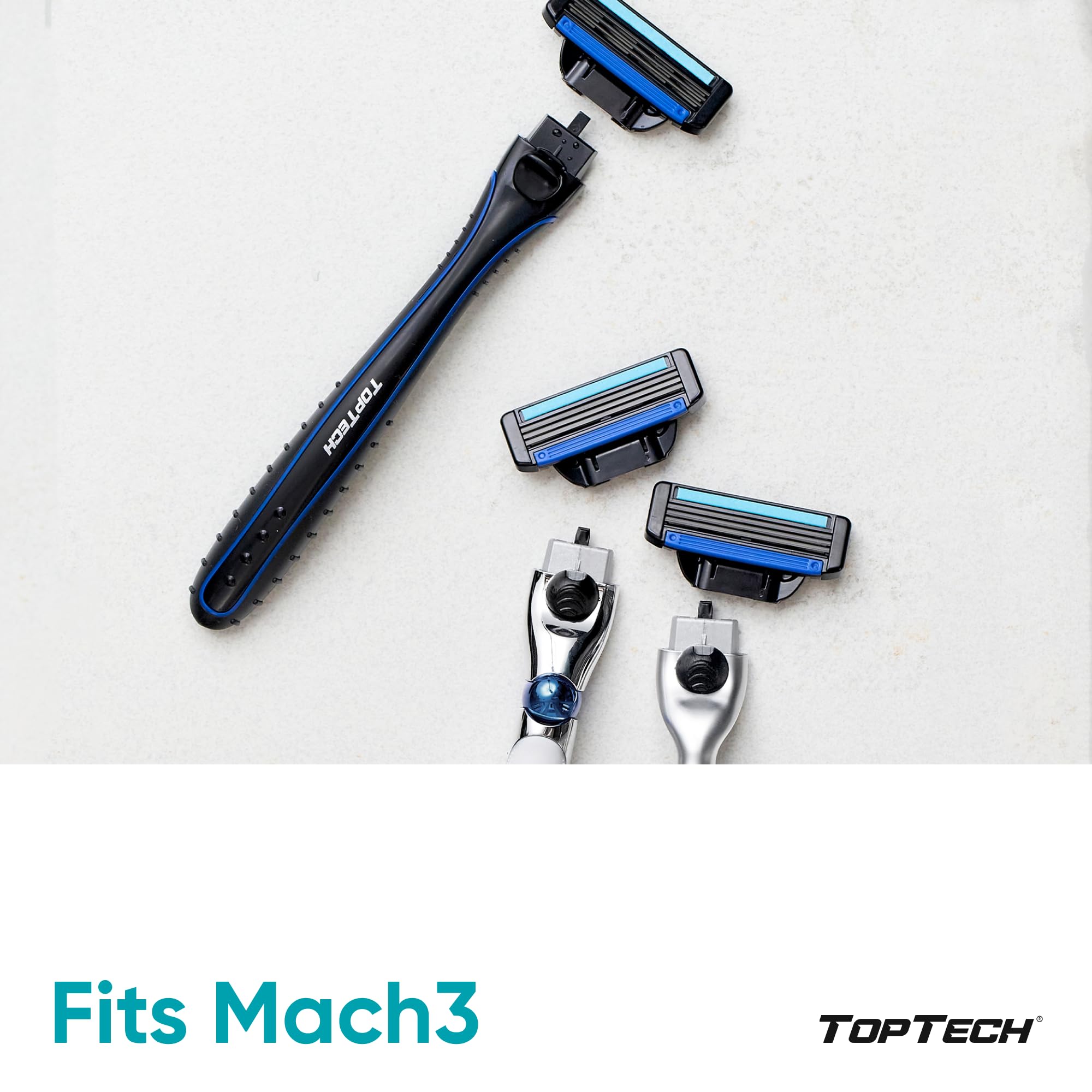 Toptech Razor3 cartridge easy-glide feature demonstrating quick rinse and smooth blade removal.