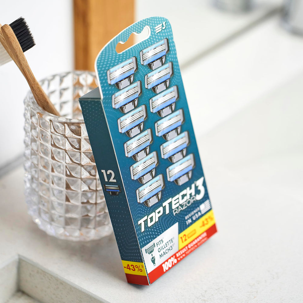 Toptech Razor3 packaging and lifetime warranty badge conveying long-lasting trust.