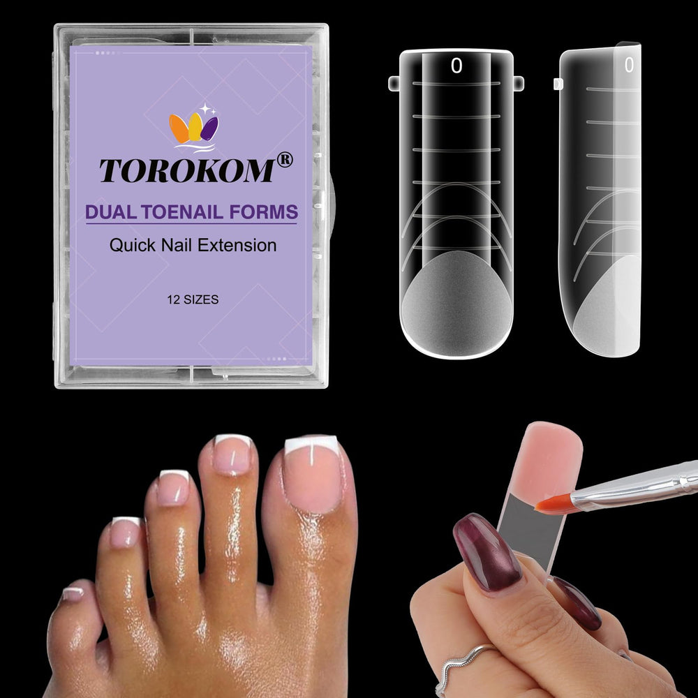 TOROKOM Formas dual para uñas de los pies, 120 piezas, extensiones duraderas