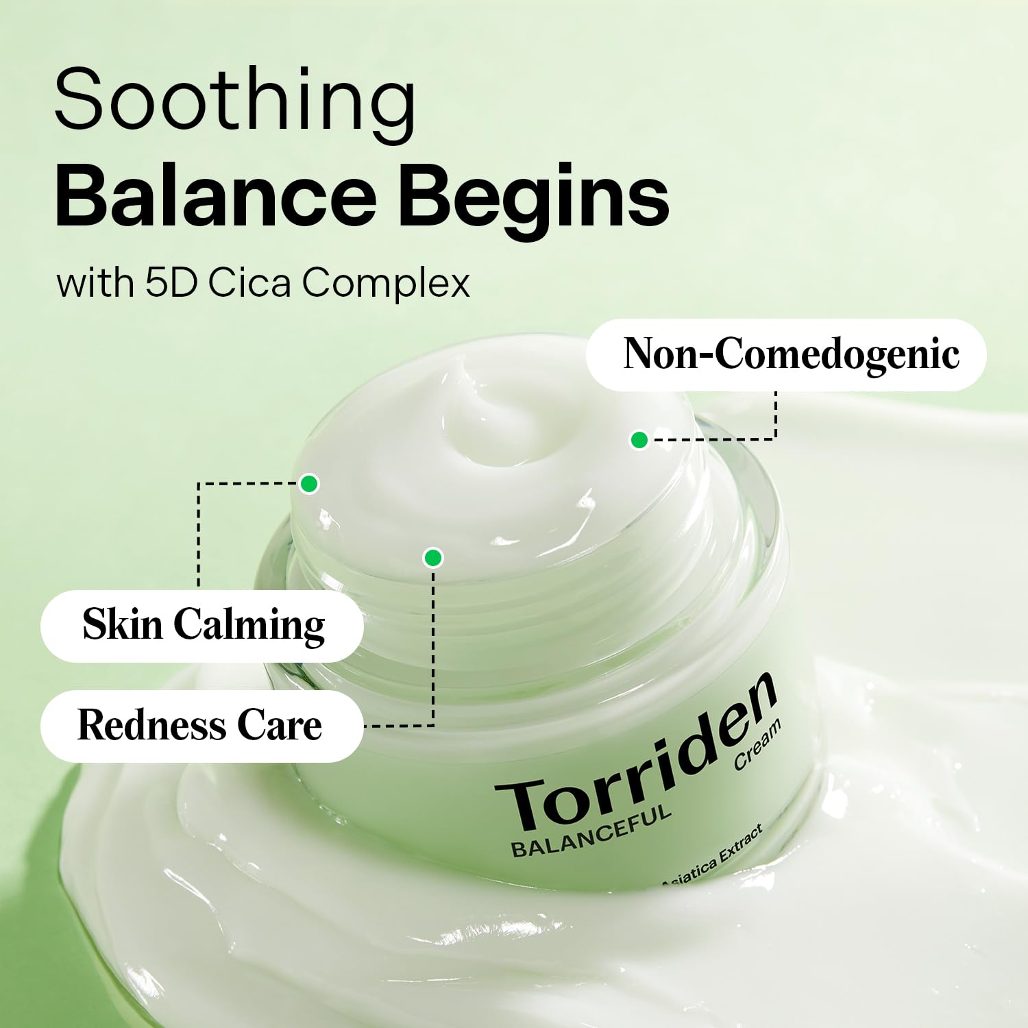 Close-up of the BALANCEFUL Cream jar showing a creamy texture for daily moisturization.