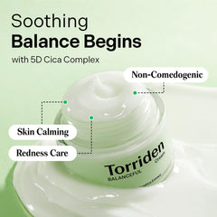 Close-up of the BALANCEFUL Cream jar showing a creamy texture for daily moisturization.