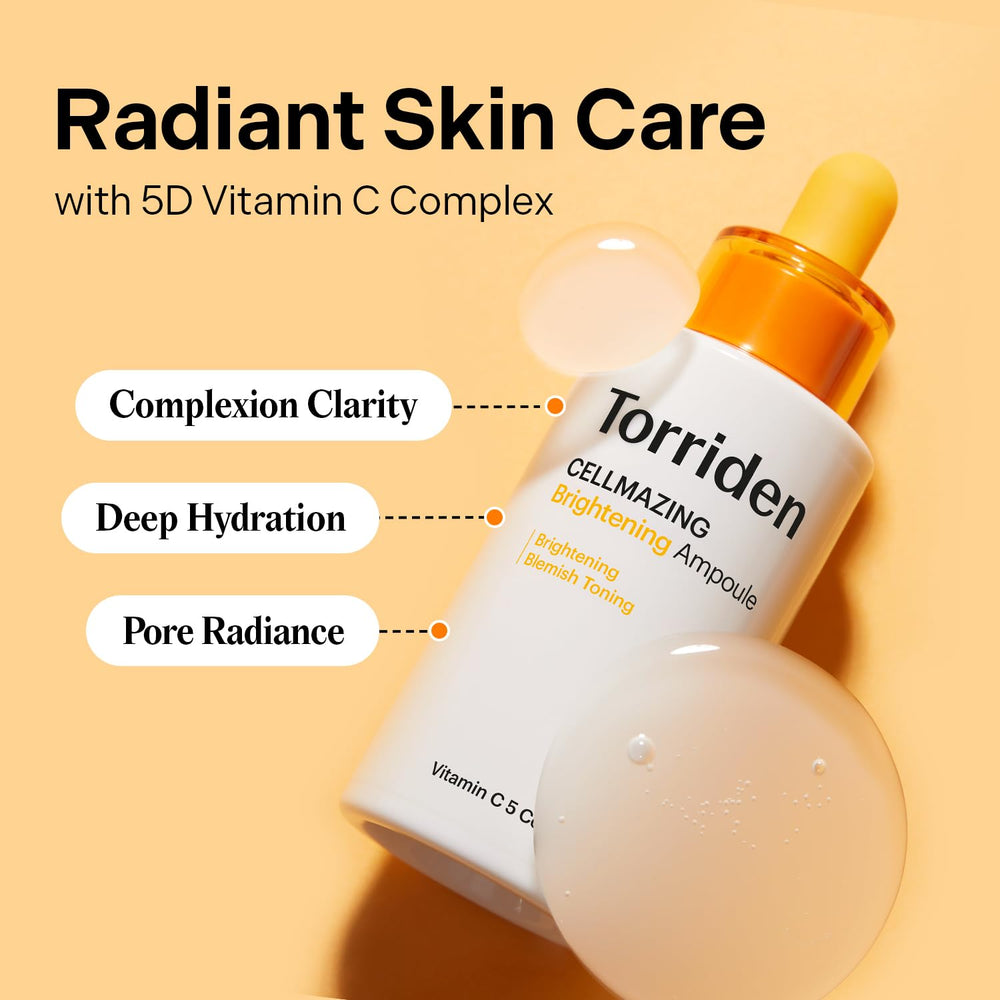 Torriden CELLMAZING Vita C Ampoule dropper in action for precise application.