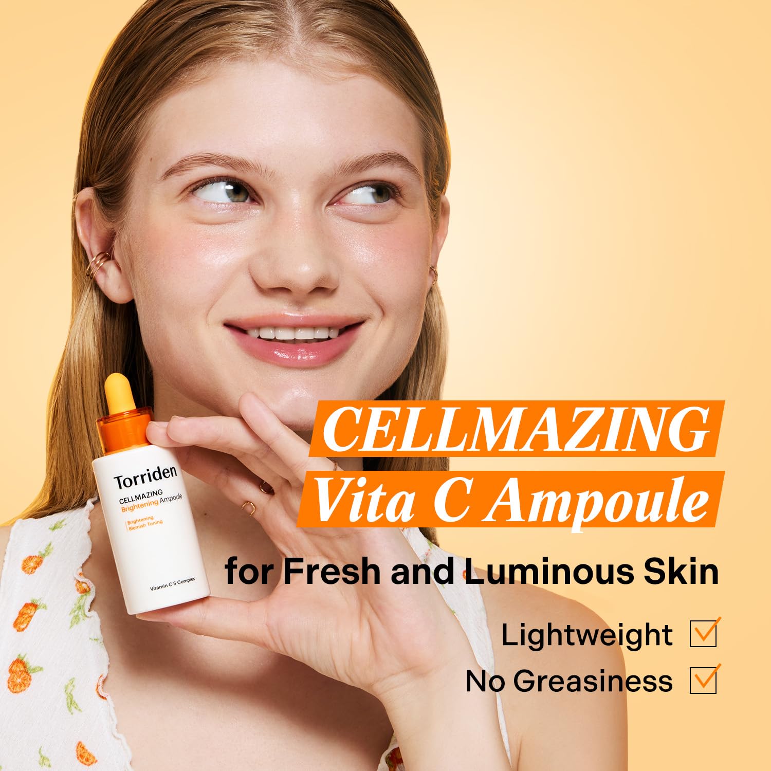 Torriden CELLMAZING Vita C Ampoule swirl on skin shows lightweight absorption.