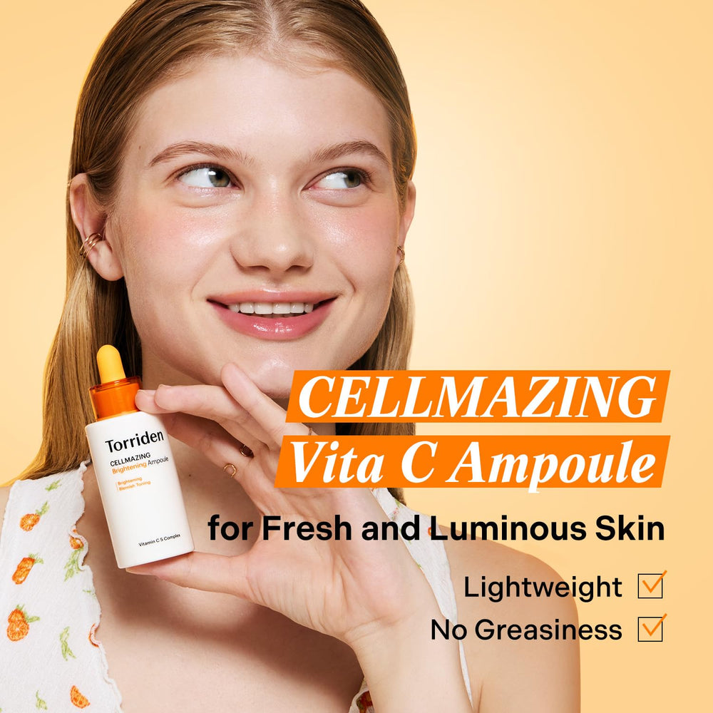 Torriden CELLMAZING Vita C Ampoule swirl on skin shows lightweight absorption.