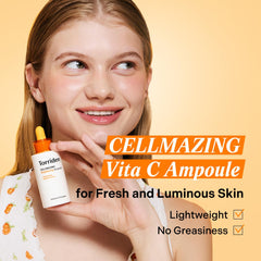 Torriden CELLMAZING Vita C Ampoule swirl on skin shows lightweight absorption.