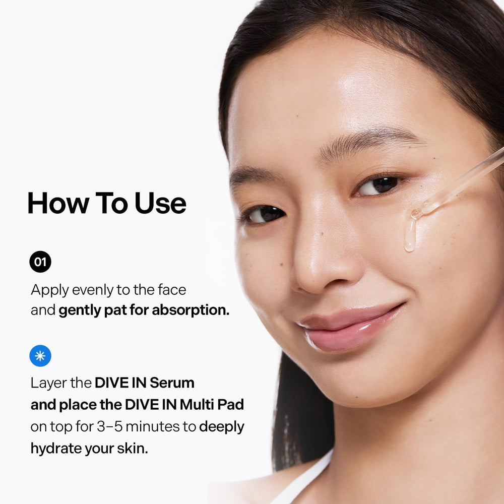 Morning skincare routine with Dive In Serum as prep step