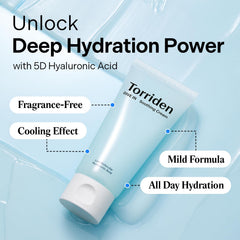 Torriden DIVE IN hyaluronic acid soothing cream texture shows a bouncy gel that absorbs quickly.